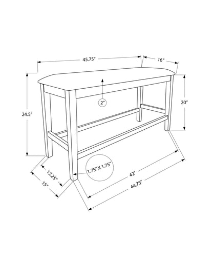 Grey Upholstered Bench - 42" Dining Room Accent
