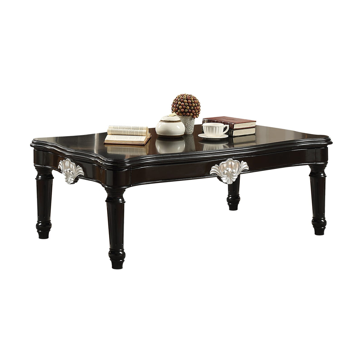 Black Rectangular Coffee Table - 55" x 31" Solid Wood