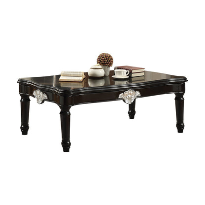 Black Rectangular Coffee Table - 55" x 31" Solid Wood
