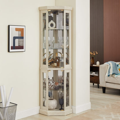 White Corner Curio Cabinet - Display Case for Living Room