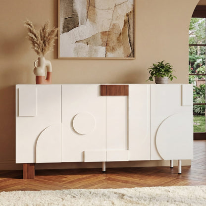 Modern White Sideboard Buffet Cabinet - 62" Storage Unit