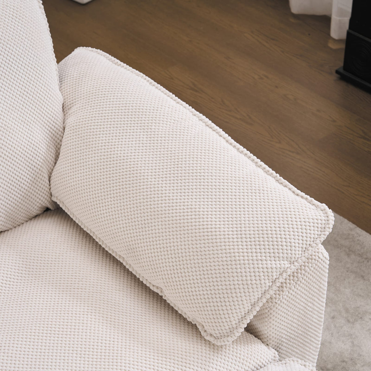 White Chenille Sectional Sofa - Modern Comfort, Durable Design for Living Room