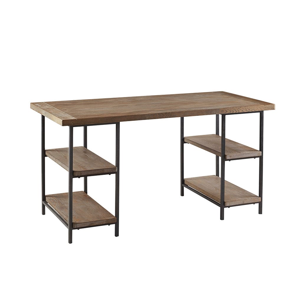 Grey Wood Desk - 60" W Work From Home Storage