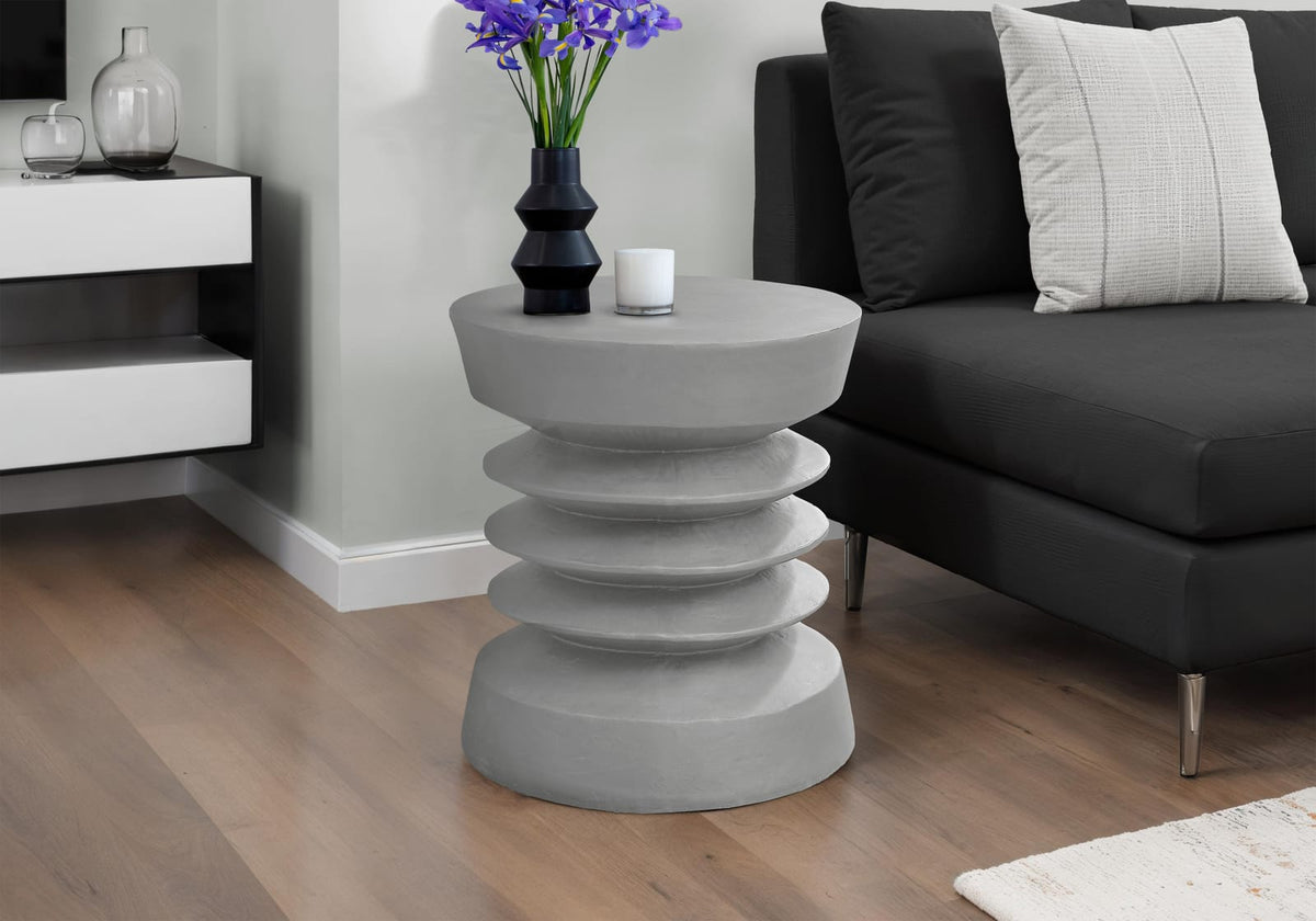 Grey Magnesium Oxide Accent Table - 25"H Outdoor Side Table