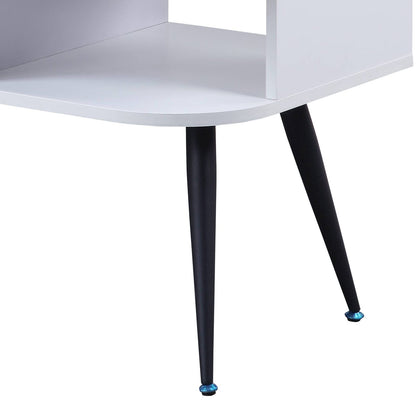 Contemporary White Black Wood Metal Coffee Table with Drawer Storage for Living Room