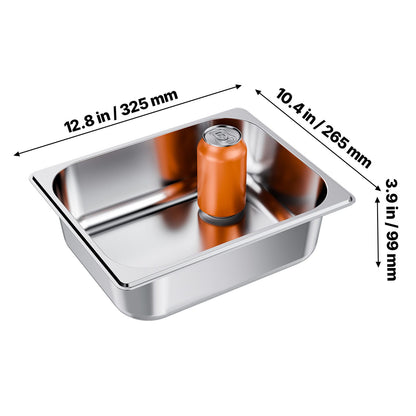 6 Pack Stainless Steel Hotel Pans - 1/2 Size Catering Pans