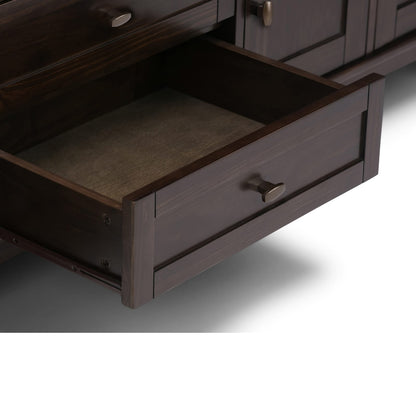 72" Dark Brown Wood TV Stand with Storage for Living Room