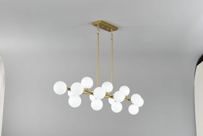16-Light Farmhouse Chandelier - Gold+White Metal, Opal Glass