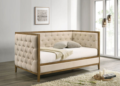 Natural Oak Fabric Sofa Bed - 83.5" Daybed for Living Room