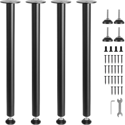 Heavy Duty 28 Inch Adjustable Desk Legs - Set of 4, Steel