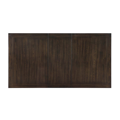Dark Brown Oak Dining Set with Extendable Table and Four Chairs