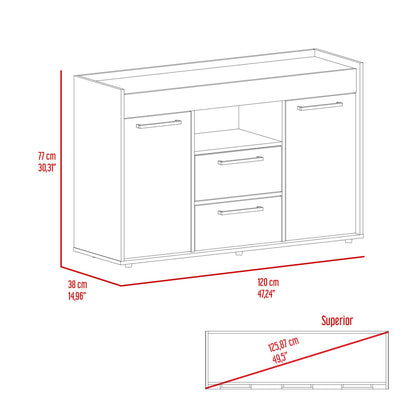 Brown Particle Board Dining Room Sideboard with Storage Cabinets