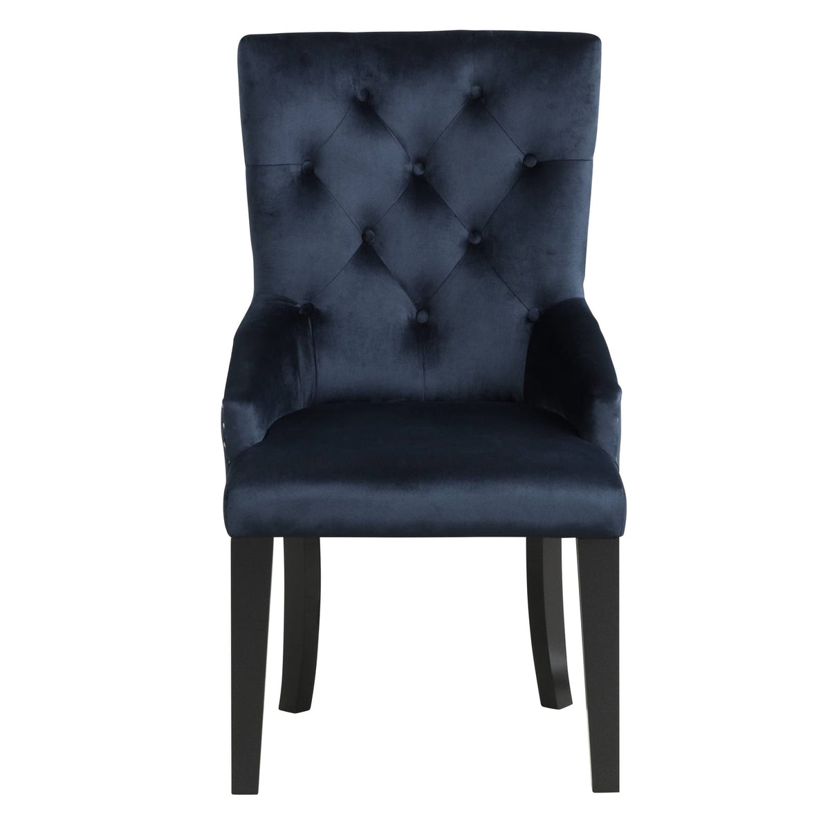 Luxury Dark Navy Velvet Dining Chair Wood Side Seating for Glam Rooms