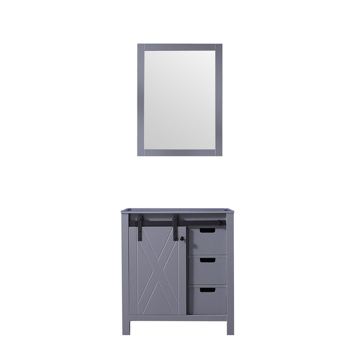 Dark Grey Bath Vanity with Mirror - 30" Wide Storage Cabinet