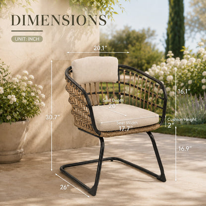 Beige Steel Patio Dining Set - 2 Chairs