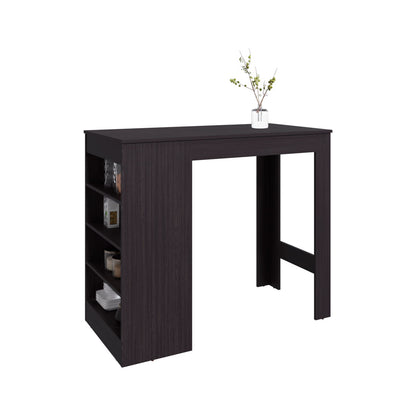 Black Counter Table with Shelves - Modern Dining Table for Living Room