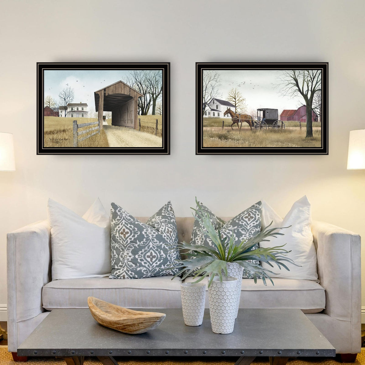 Wood & Paper Framed Wall Art - Multicolor Bridge Scene