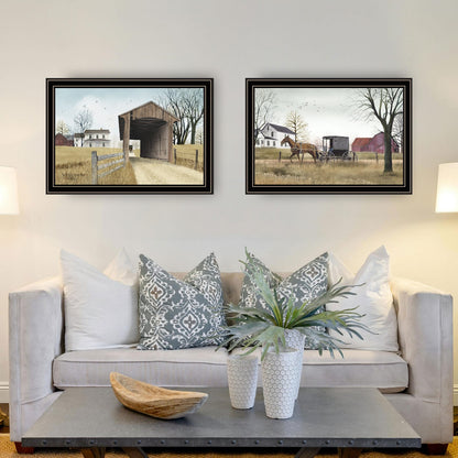 Wood & Paper Framed Wall Art - Multicolor Bridge Scene