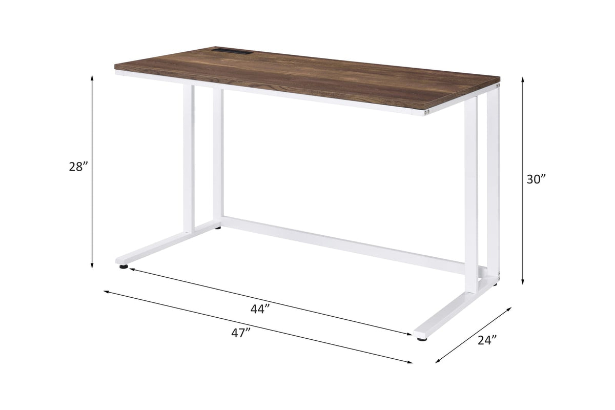 Tyrese Walnut & White Writing Desk - Work From Home Office