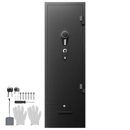 Black Steel Gun Safe - Rifle & Shotgun Storage for Home Office