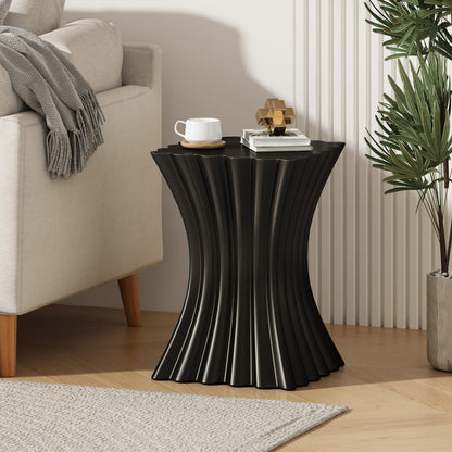 Wave Design Side Table - Black Magnesium Oxide Outdoor Accent