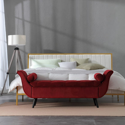 Red Velvet Storage Bench - 65 Inch Retro Hall Tree