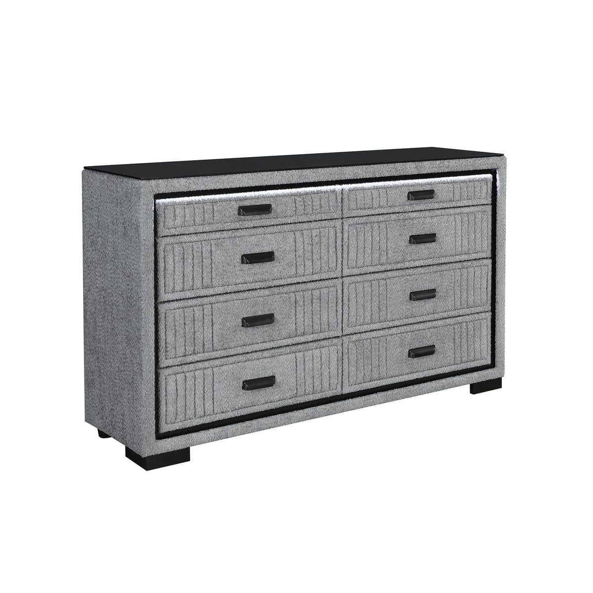 Isaiah Grey Dresser - Gray Upholstered Storage