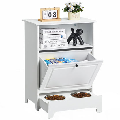 Multi-Functional Pet Feeding Station - Elevated Bowls & Storage Cabinet
