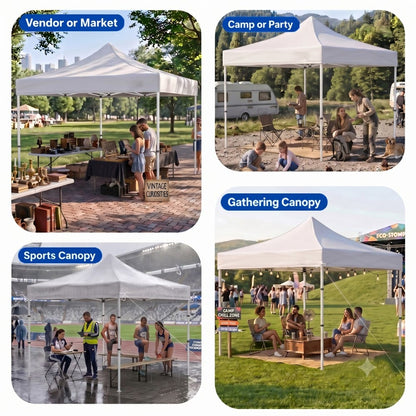 10x10 Metal Garden Canopy with Adjustable Height for Poolside Shade