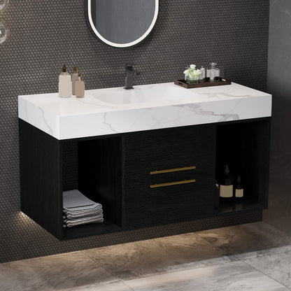Modern White Black Bathroom Vanity with Storage