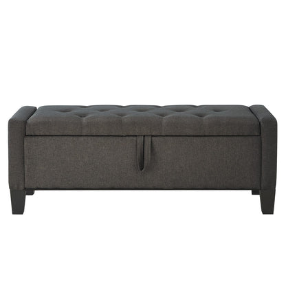 Dark Gray Linen Storage Ottoman Bench - 45" Wide for Living Room