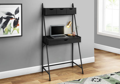 Black Metal Computer Desk with Storage Drawers for Home Office