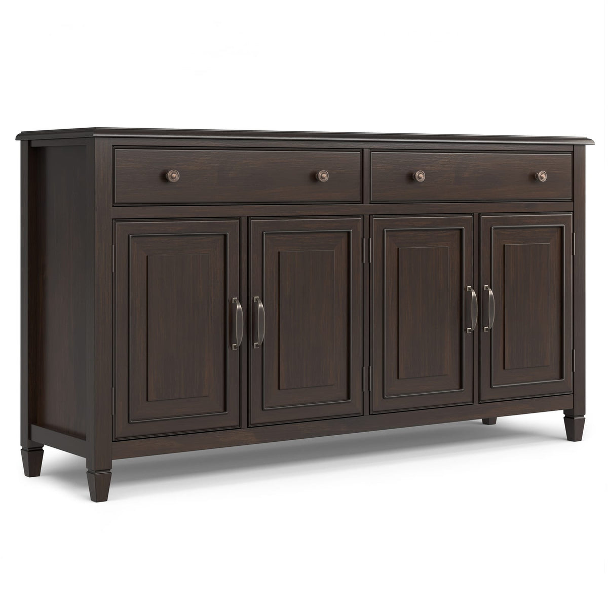 Brown Pine Sideboard Buffet - 66.5" Wide Storage Cabinet