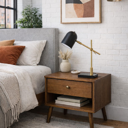 Modern Black Marble Desk Lamp with Dome Shade for Reading Nooks