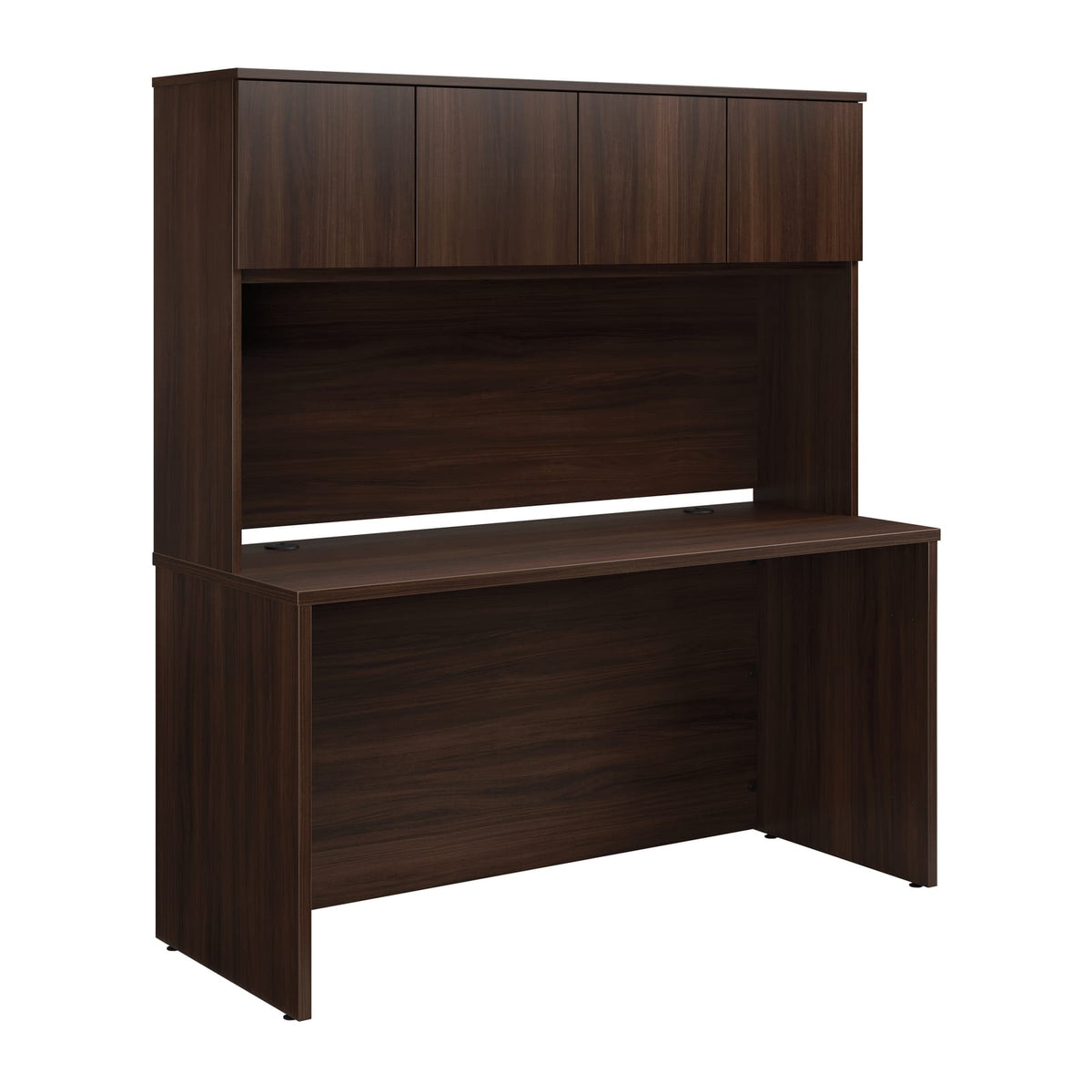 60" Desk With Hutch - Brown Engineered Wood Office Storage