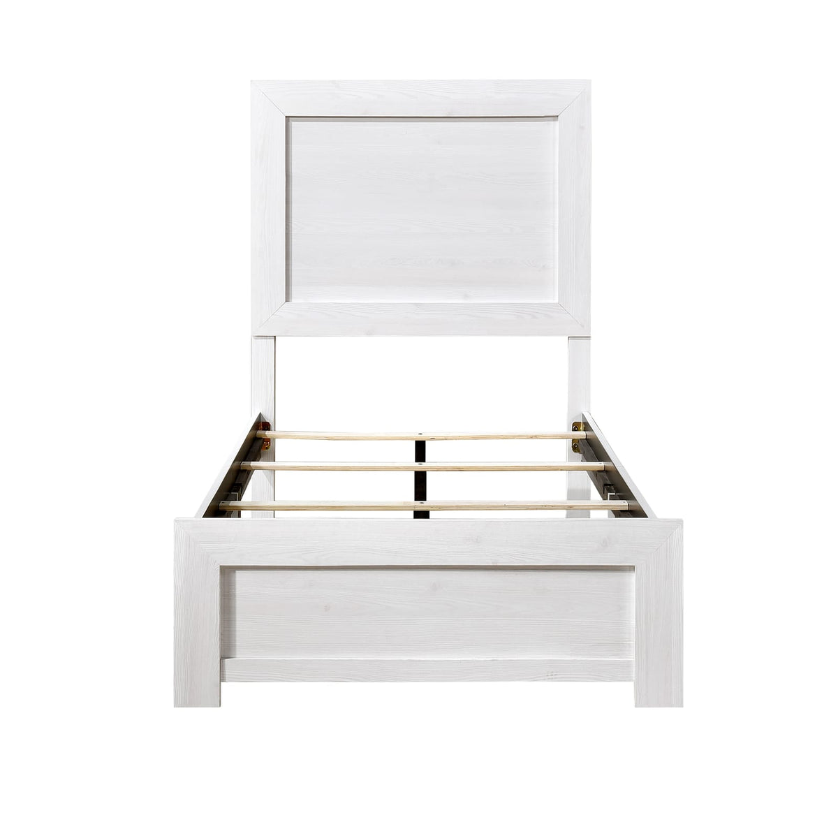 White Twin Size Panel Bed - Wooden Bedroom Furniture 1pc