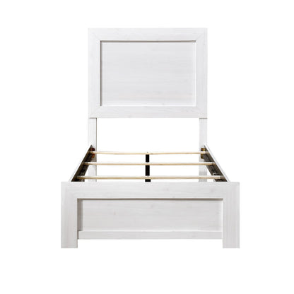 White Twin Size Panel Bed - Wooden Bedroom Furniture 1pc