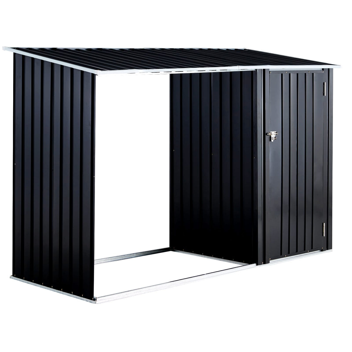 Dark Gray Steel Outdoor Storage Shed for Garden Tools and Equipment