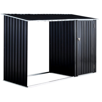Dark Gray Steel Outdoor Storage Shed for Garden Tools and Equipment