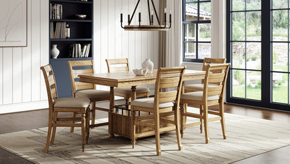 Caramel Solid Wood Dining Table with Storage Drawer for Kitchen