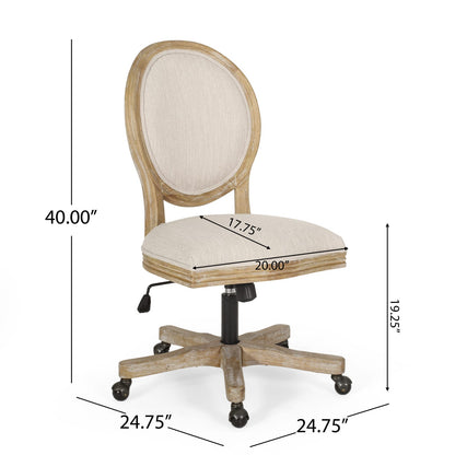 Beige Fabric Swivel Lift Office Chair - French Country Style