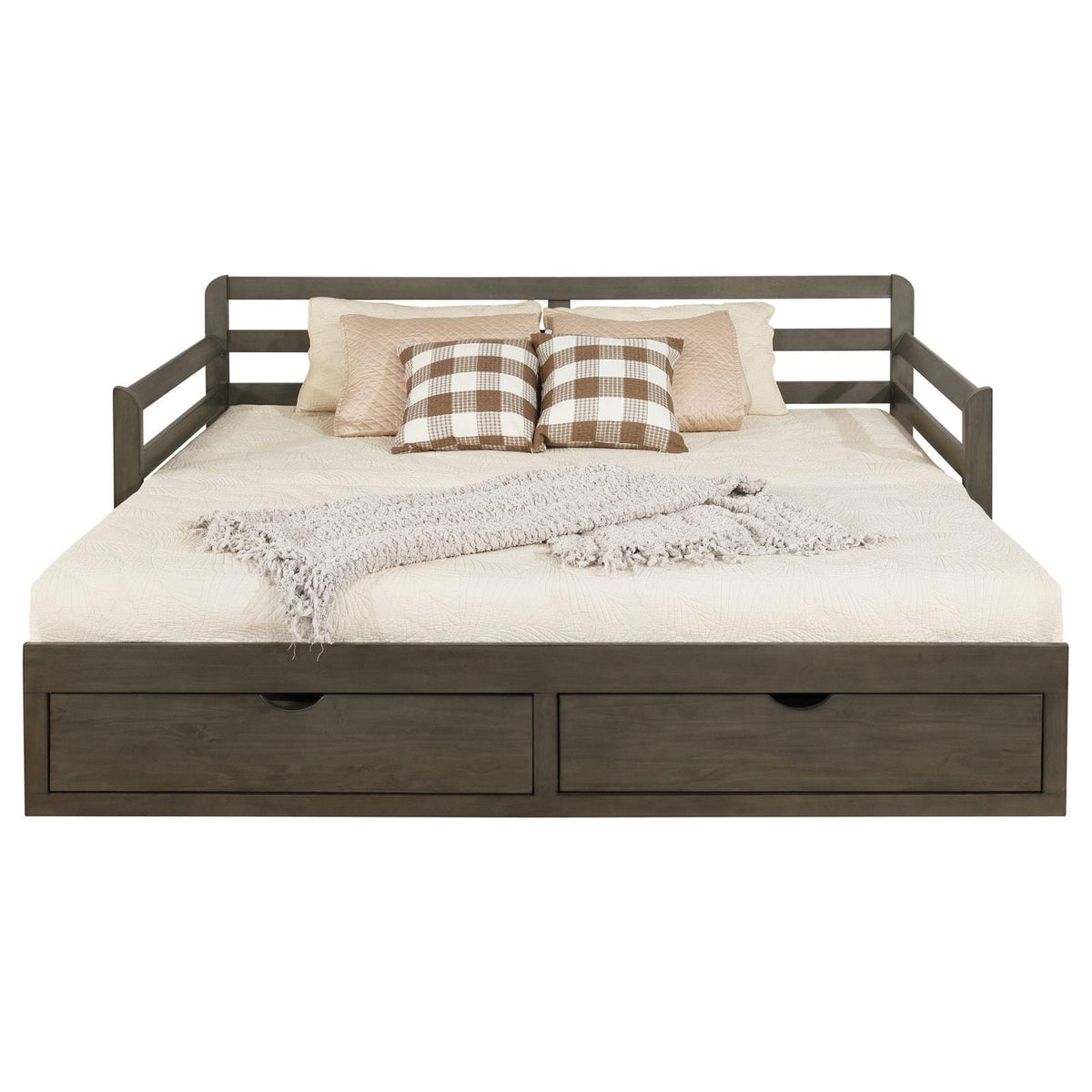 Grey 2-Drawer Daybed with Extension Trundle - Twin XL for Living Room