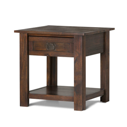 Dark Brown End Table - 22" Square Wood Table