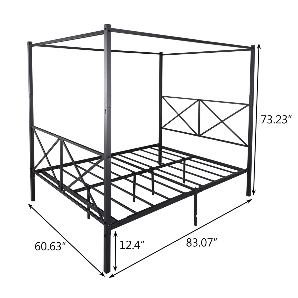 Queen Metal Bed Frame Black - Bedroom Support