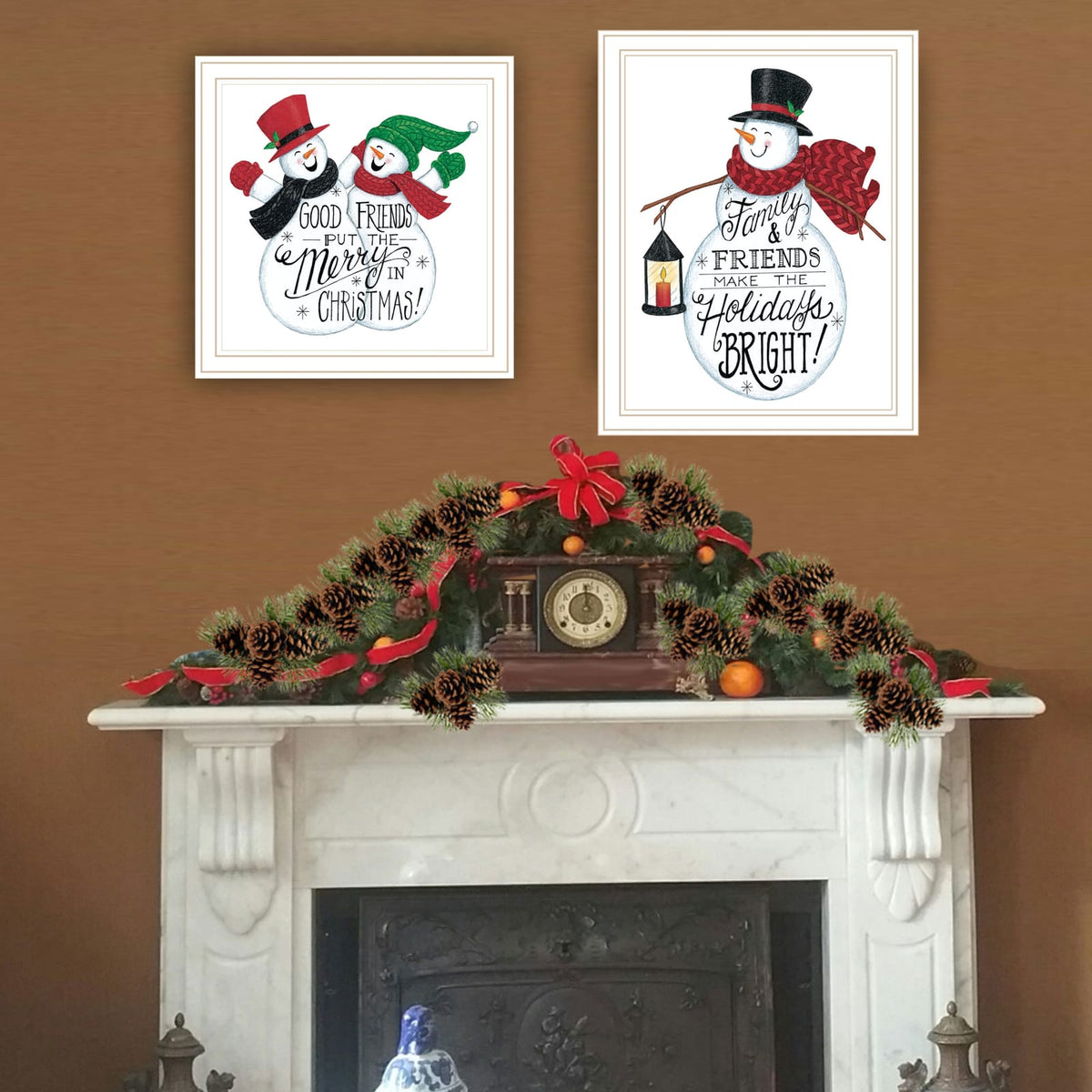 Trendy Framed Wall Art - Good Friends Snowman Multicolor