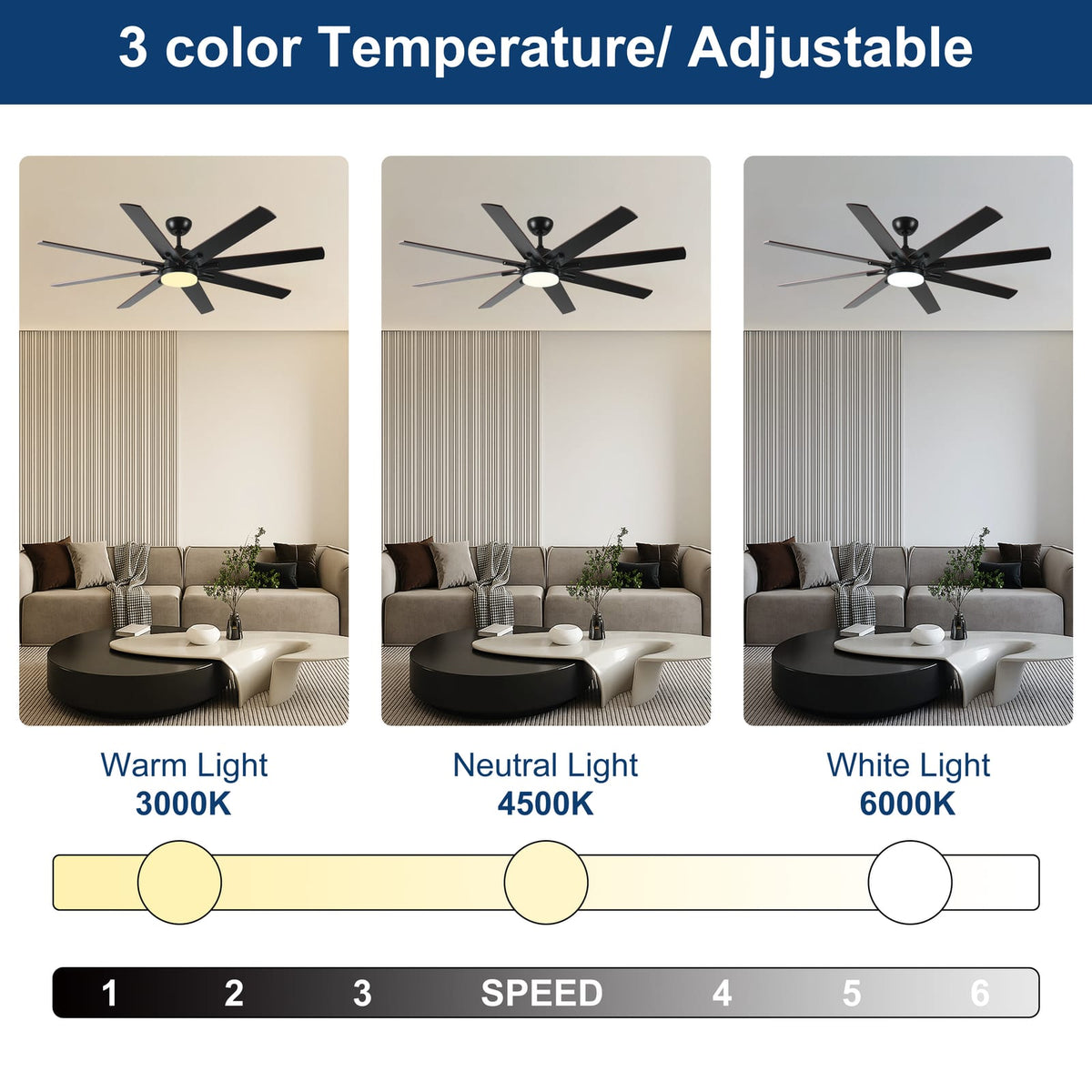 Modern Black Walnut Smart Ceiling Fan with LED Light