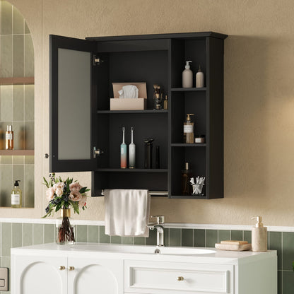 Black Bathroom Storage Cabinet - Wall Mounted Mirror Cabinet