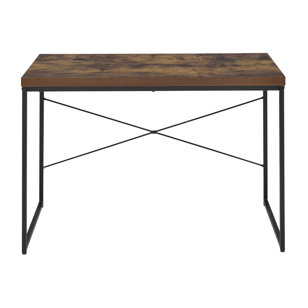 Black Brown Wood Metal Writing Desk - Home Office Workspace