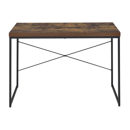 Black Brown Wood Metal Writing Desk - Home Office Workspace
