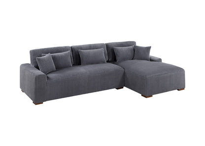 Dark Gray L-Shaped Sectional Sofa - 113" Corduroy for Living Room